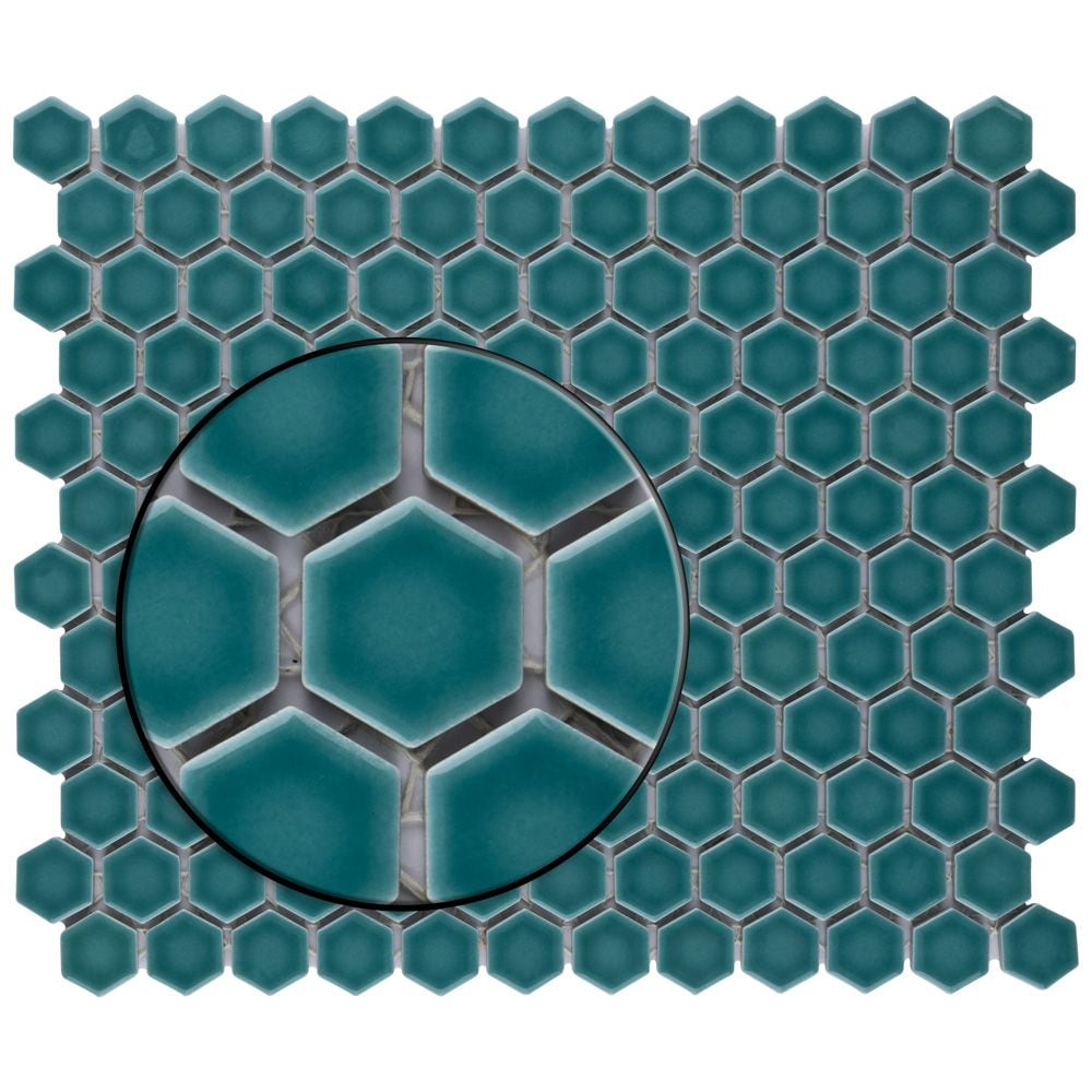 SAMPLE - Tribeca Hex Jade 6 in. x 6 in. Porcelain Mosaic Tile