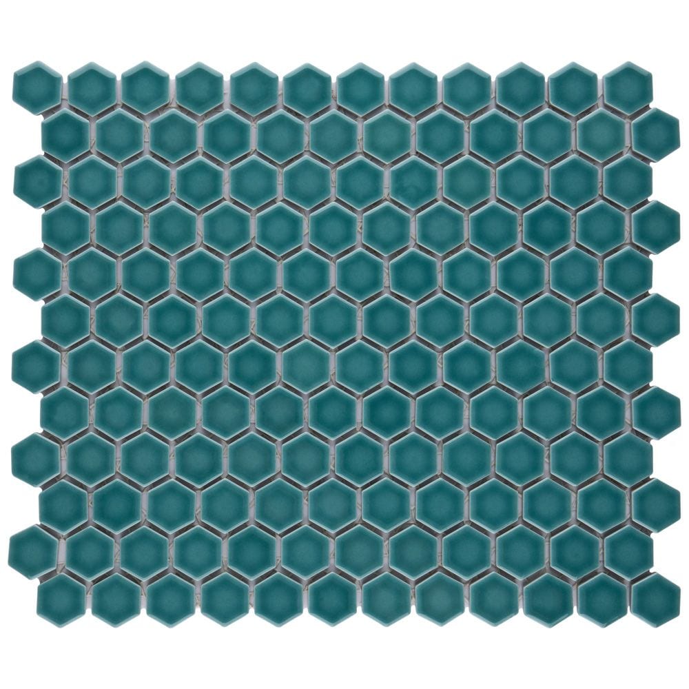 SAMPLE - Tribeca Hex Jade 6 in. x 6 in. Porcelain Mosaic Tile