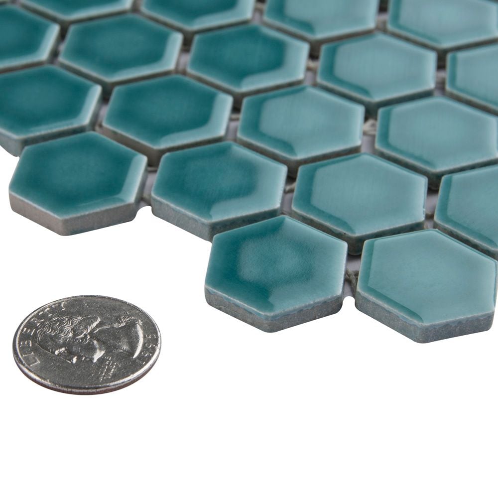 SAMPLE - Tribeca Hex Jade 6 in. x 6 in. Porcelain Mosaic Tile