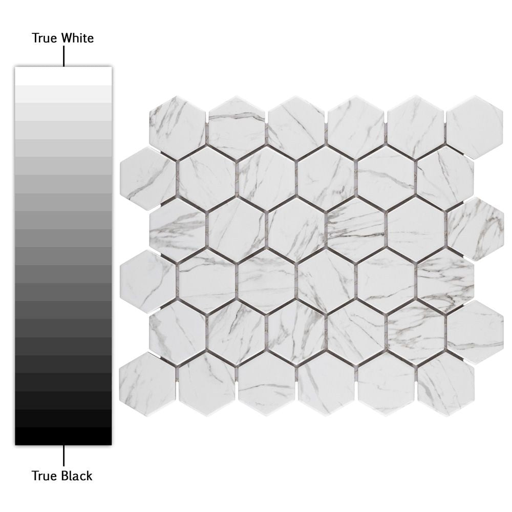 SAMPLE - Flo 2" Hex White 6 in. x 6 in. Porcelain Mosaic