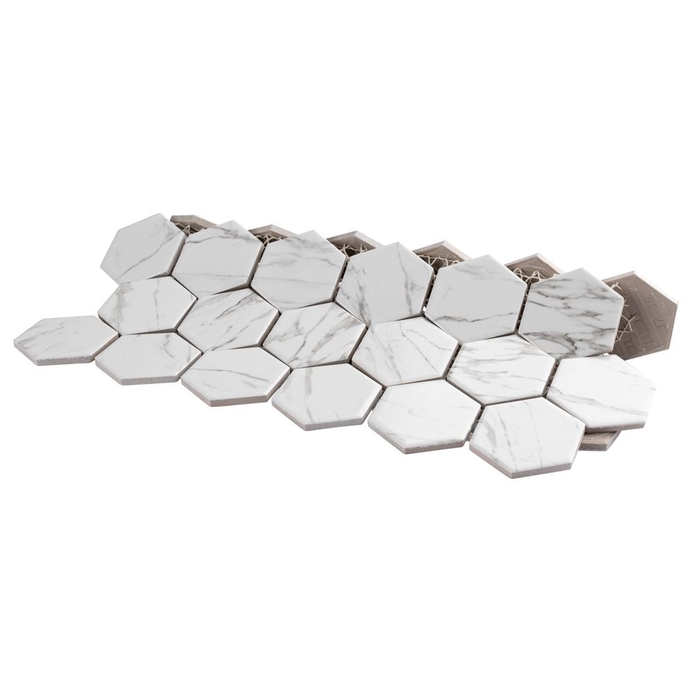 SAMPLE - Flo 2" Hex White 6 in. x 6 in. Porcelain Mosaic