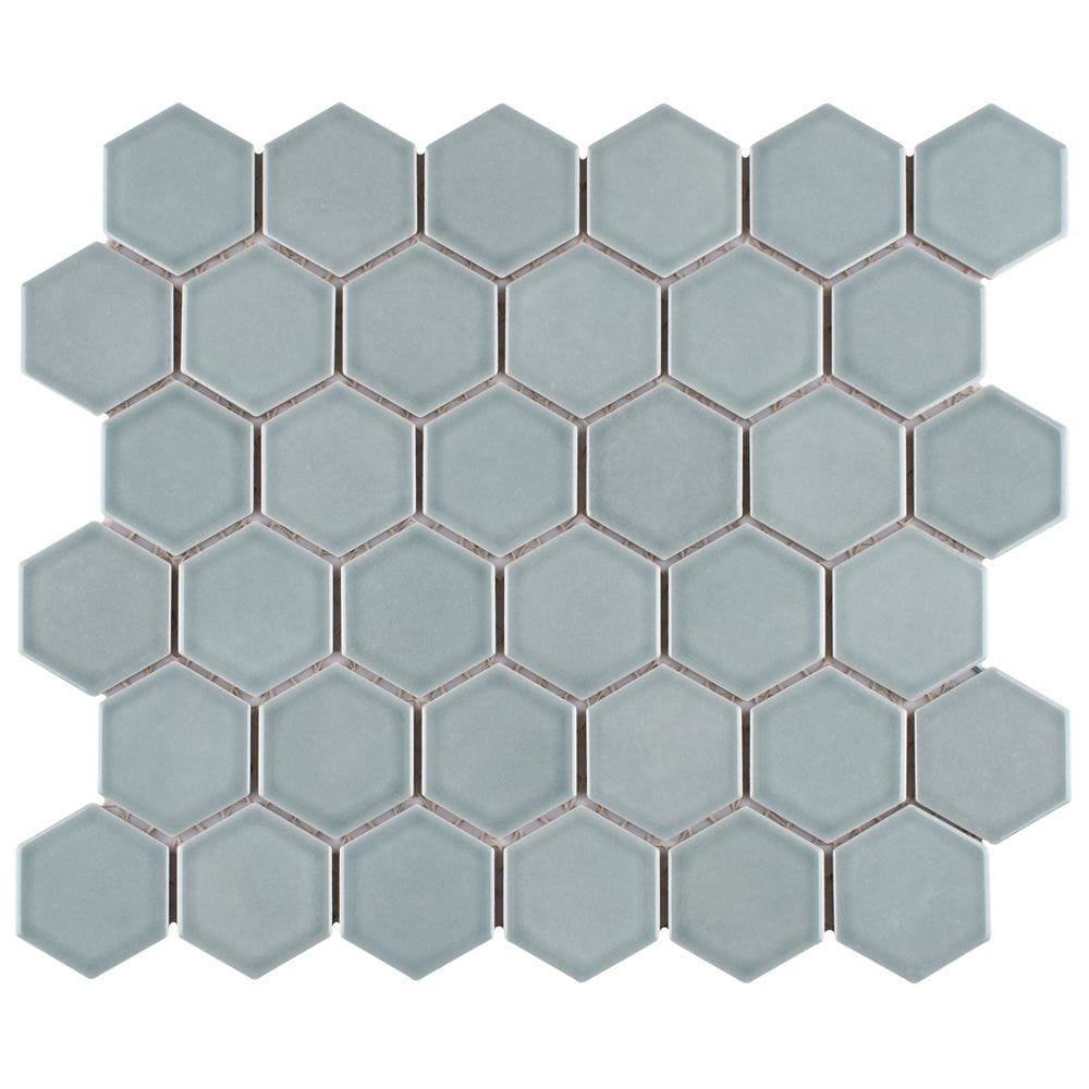 SAMPLE - Tribeca 2" Hex Glossy Mist 6 in. x 6 in. Porcelain Mosaic