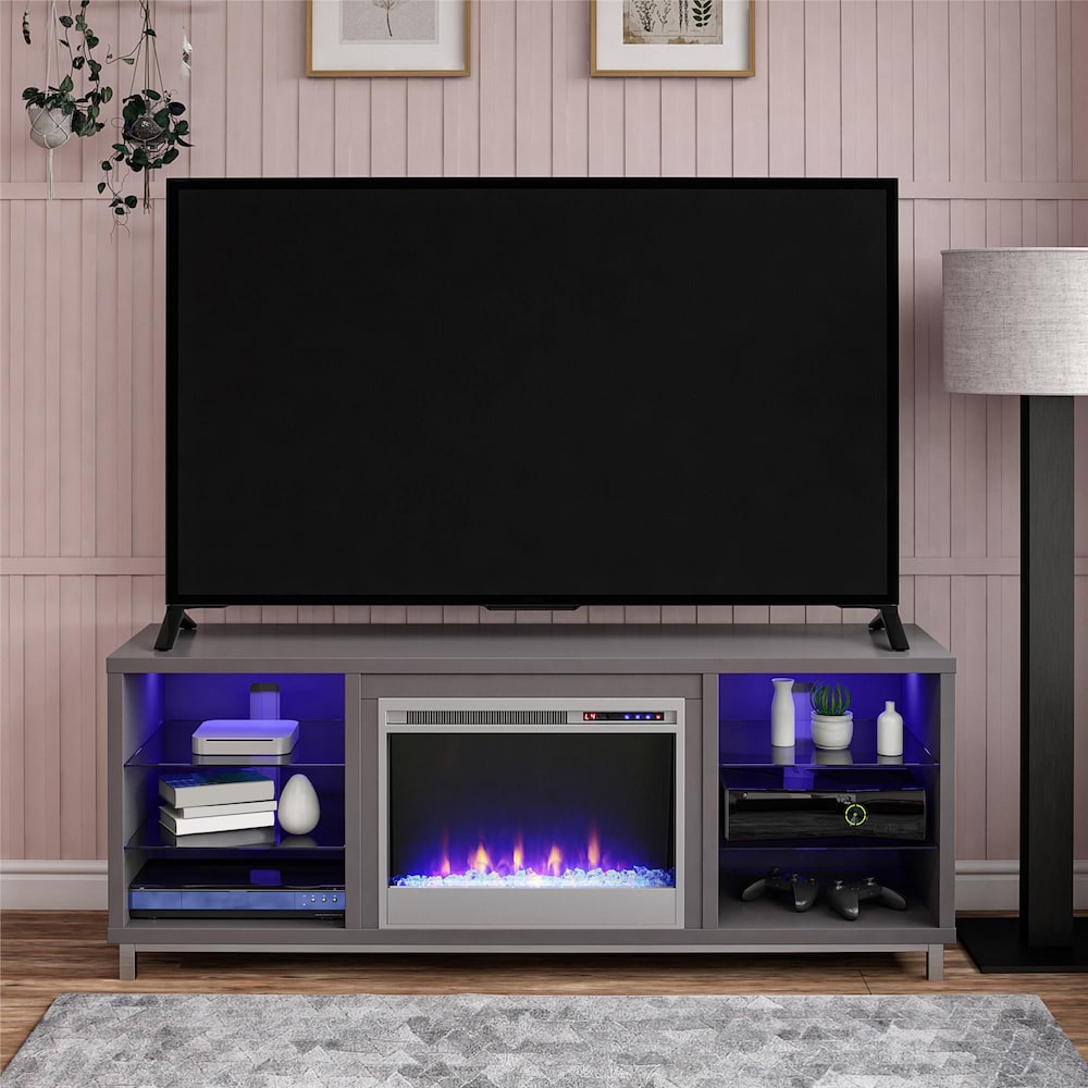 Lumina Fireplace TV Stand for TVs up to 70", Graphite Gray