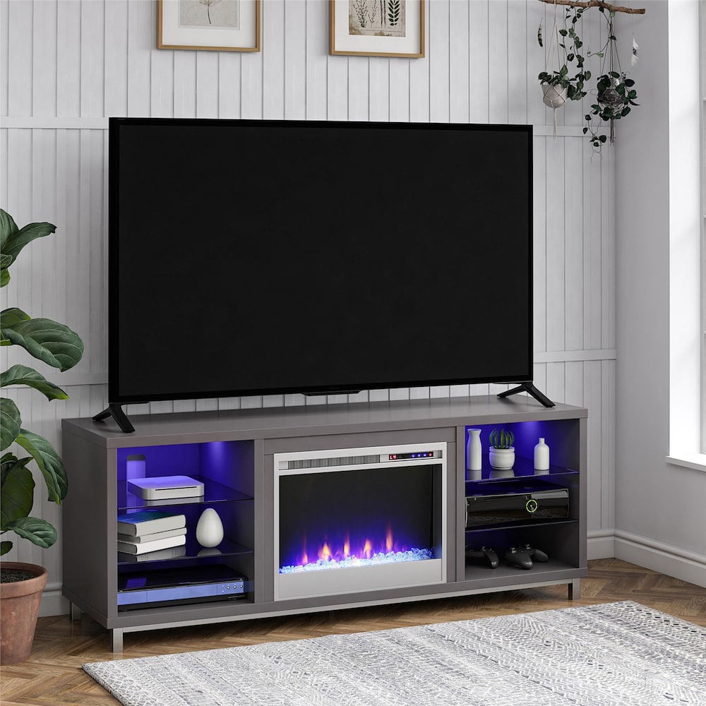 Lumina Fireplace TV Stand for TVs up to 70", Graphite Gray