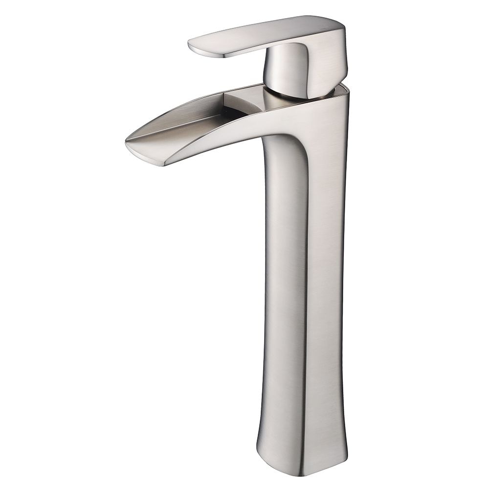 Fortore Single Hole Single-Handle Waterfall Vessel Bathroom Faucet in Brushed Nickel