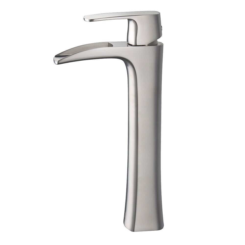 Fortore Single Hole Single-Handle Waterfall Vessel Bathroom Faucet in Brushed Nickel