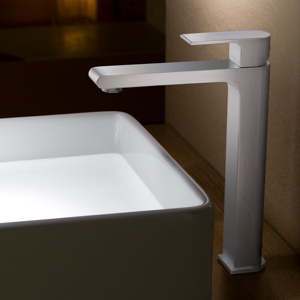 Allaro Single Hole Siingle-Handle Low-Arc Vessel Bathroom Faucet in Brushed Nickel