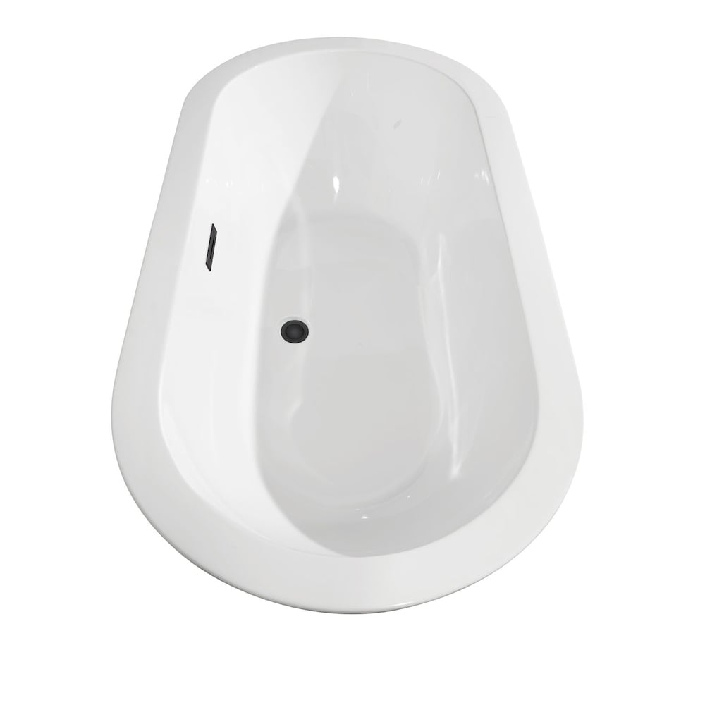 Soho 60 inch Freestanding Bathtub in White with Matte Black Drain and Overflow Trim