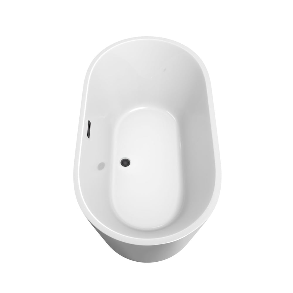 Carissa 60 inch Freestanding Bathtub in White with Matte Black Drain and Overflow Trim