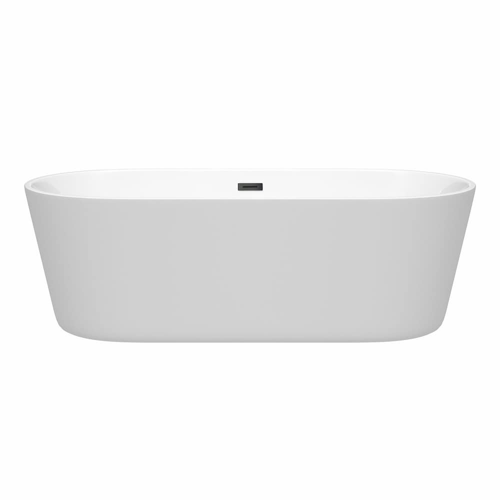Carissa 71 inch Freestanding Bathtub in White with Matte Black Drain and Overflow Trim