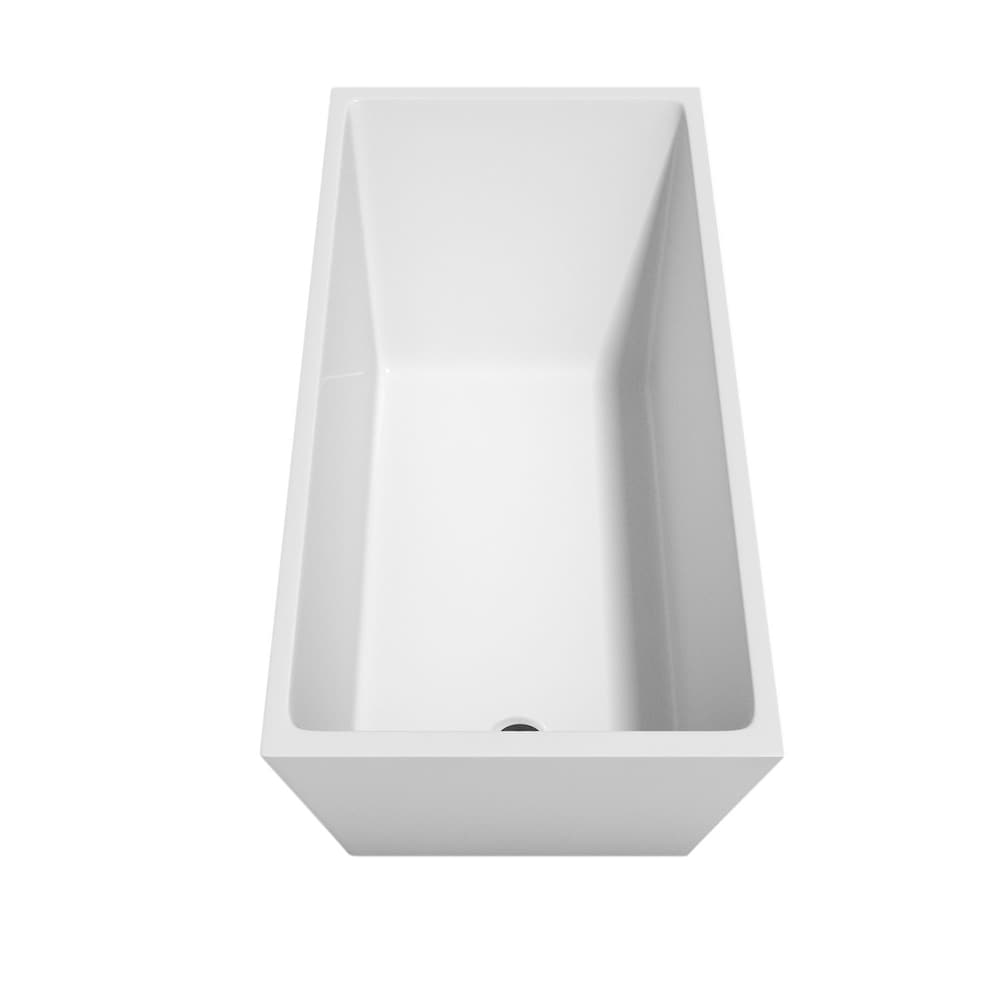 Hannah 59 inch Freestanding Bathtub in White with Matte Black Drain and Overflow Trim