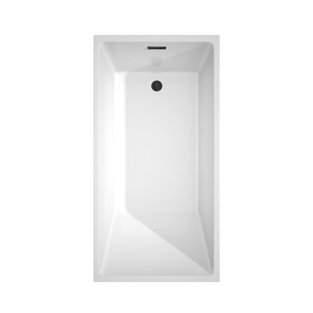 Hannah 59 inch Freestanding Bathtub in White with Matte Black Drain and Overflow Trim
