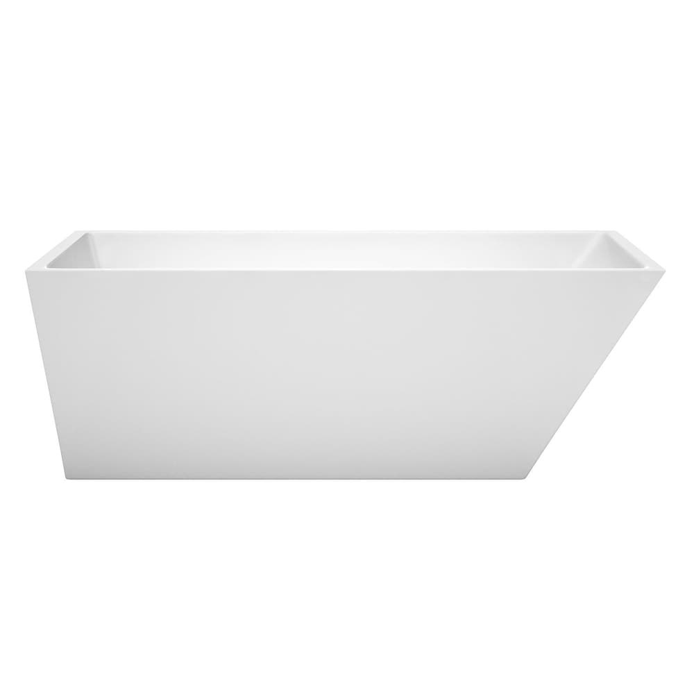 Hannah 67 inch Freestanding Bathtub in White with Matte Black Drain and Overflow Trim