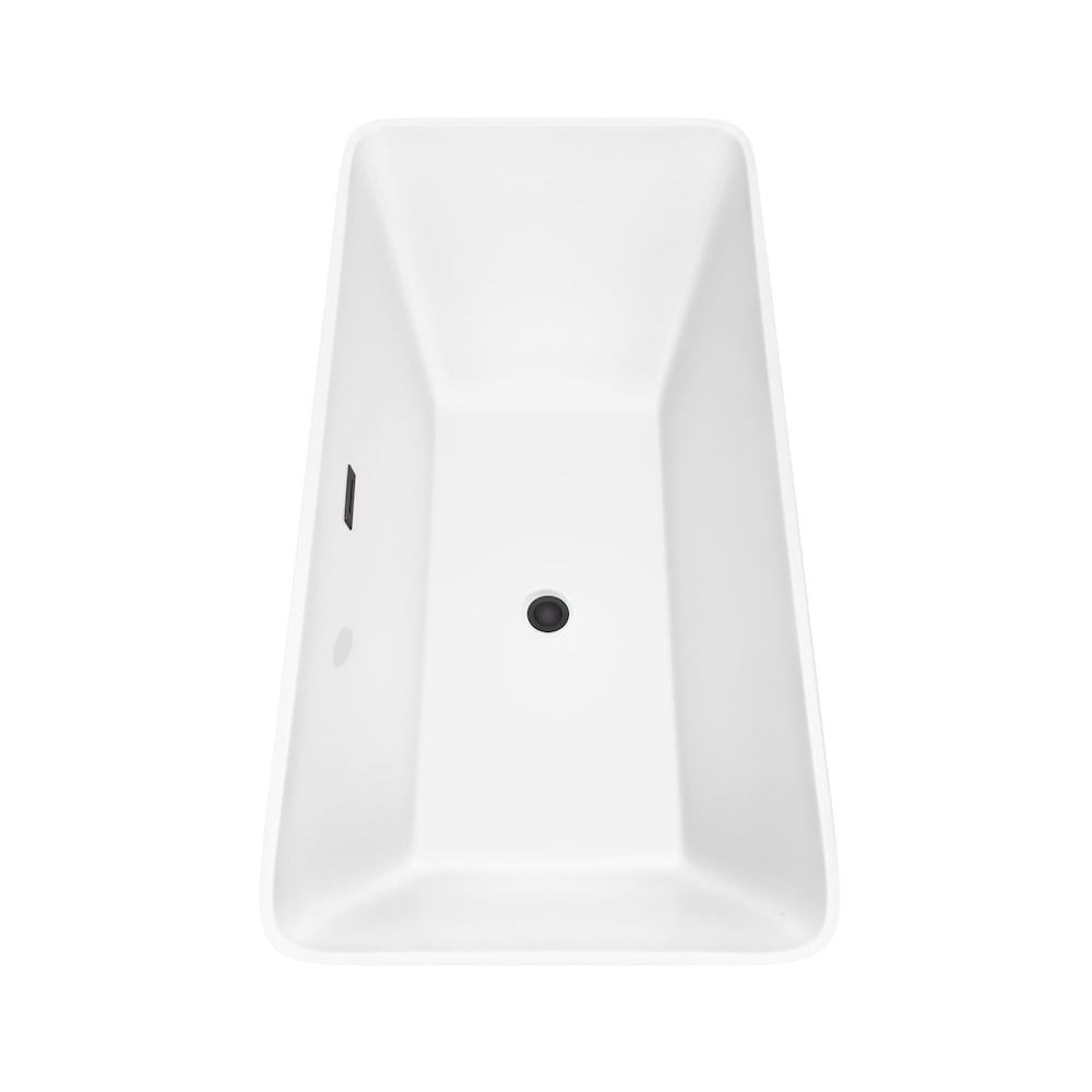 Tiffany 67 inch Freestanding Bathtub in White with Matte Black Drain and Overflow Trim