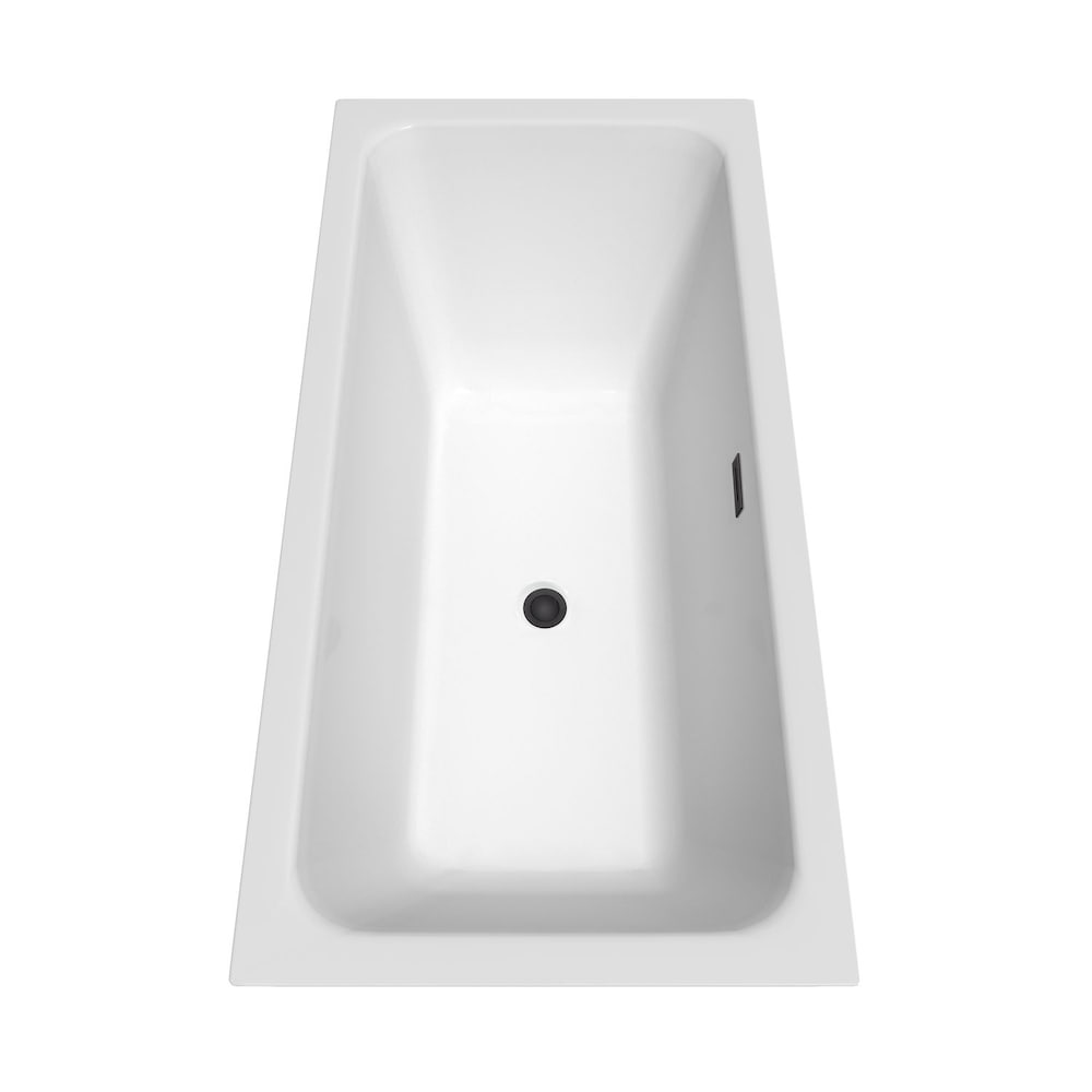 Galina 67 inch Freestanding Bathtub in White with Matte Black Drain and Overflow Trim