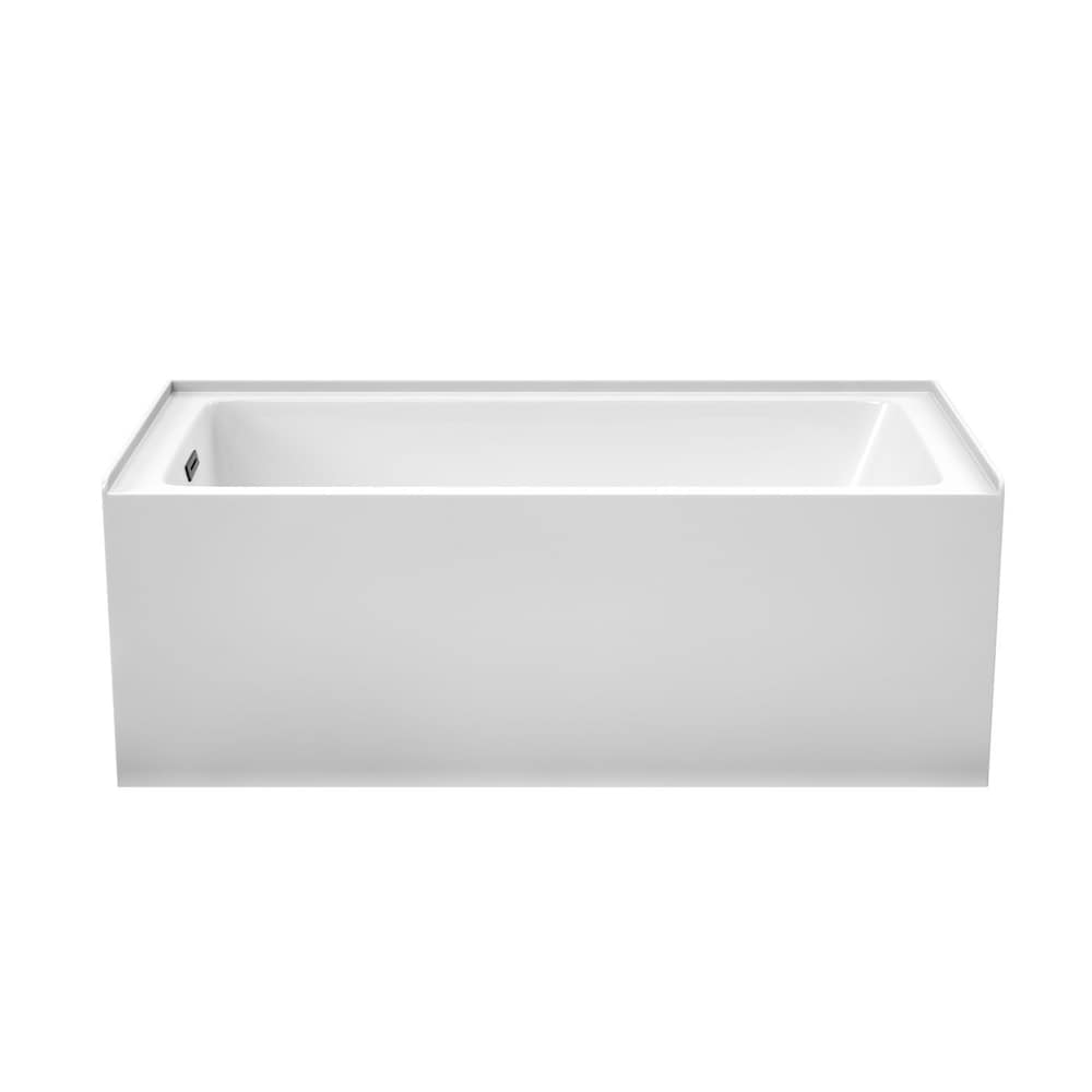 Grayley 60x30 inch Alcove Bathtub in White with Left-Hand Drain and Overflow Trim in Matte Black