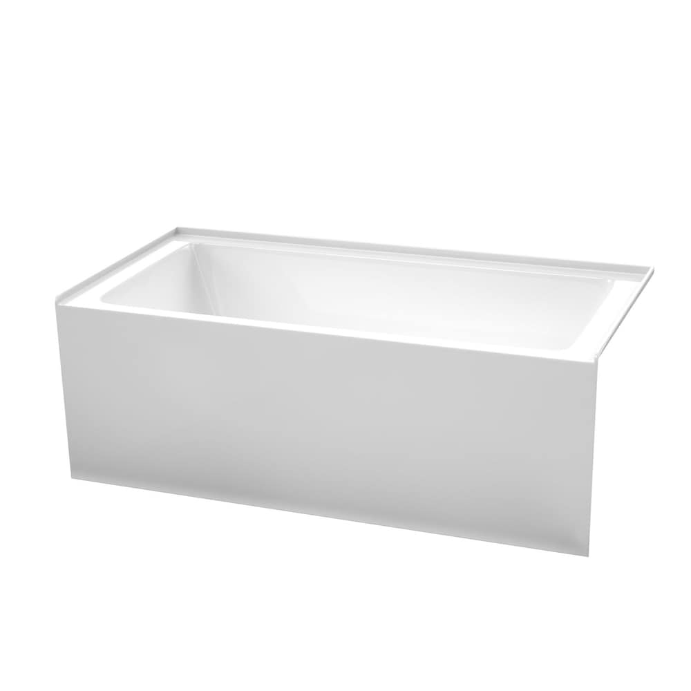 Baignoire en alcôve Grayley 60 x 30 pouces en blanc avec drain à droite et garniture de trop-plein en noir mat