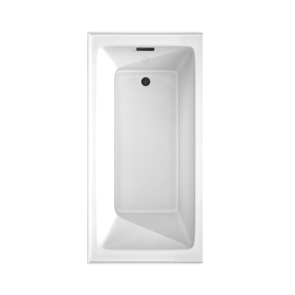 Baignoire en alcôve Grayley 60 x 30 pouces en blanc avec drain à droite et garniture de trop-plein en noir mat