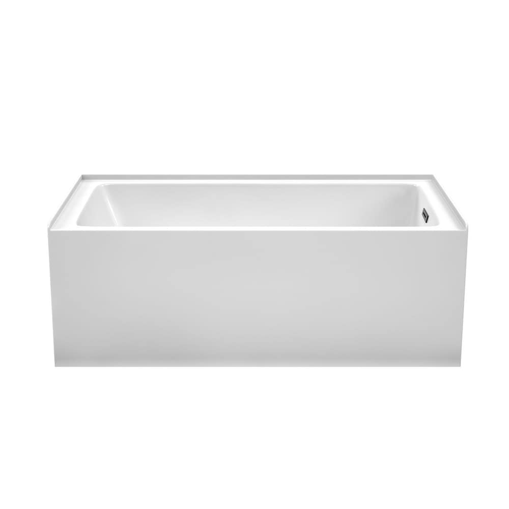 Baignoire en alcôve Grayley 60 x 32 pouces en blanc avec drain à droite et garniture de trop-plein en noir mat