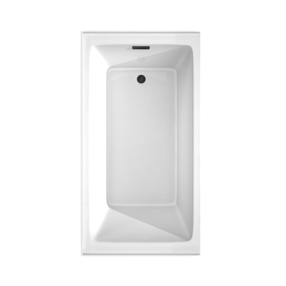Baignoire en alcôve Grayley 60 x 32 pouces en blanc avec drain à droite et garniture de trop-plein en noir mat