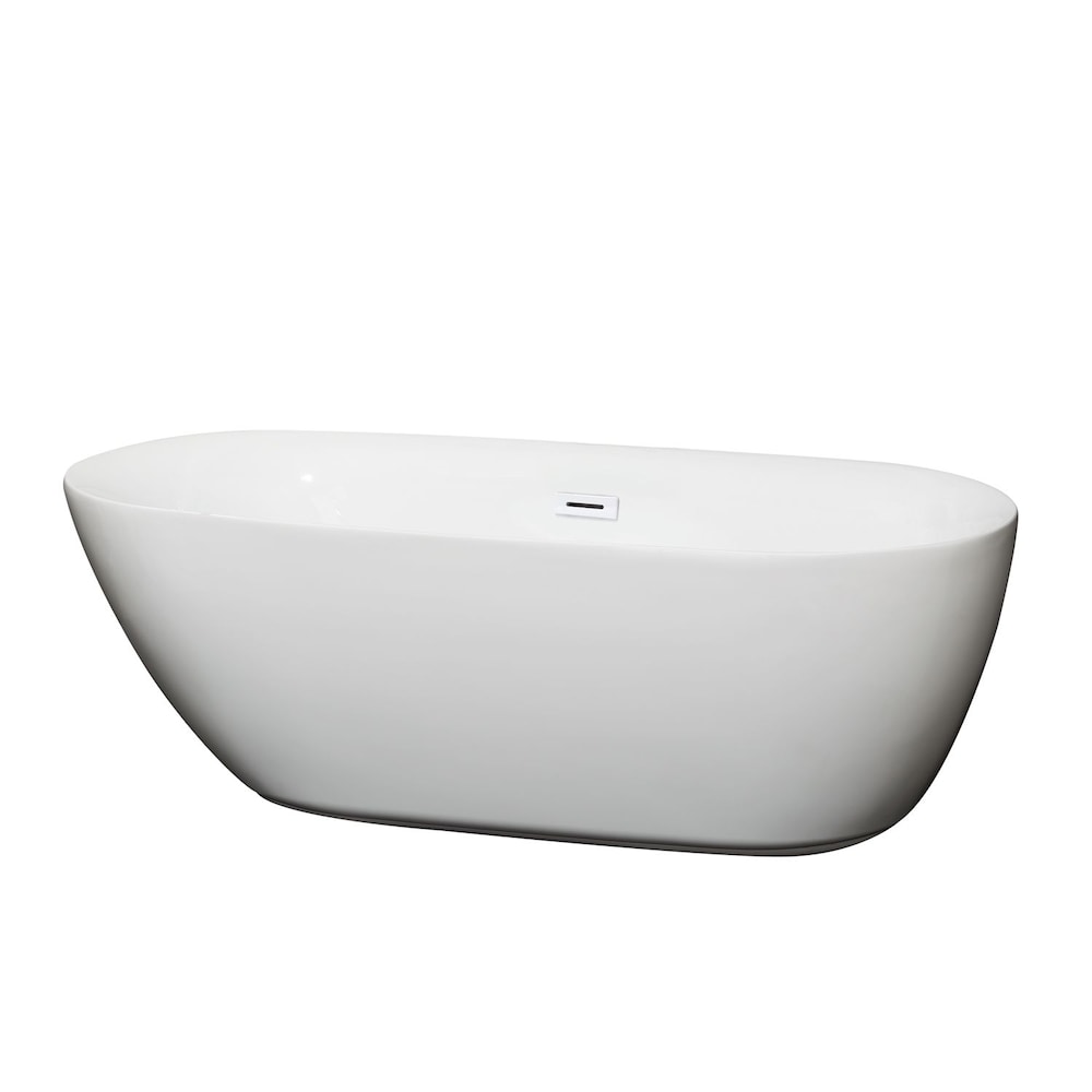 Melissa 65 inch Freestanding Bathtub in White with Shiny White Drain and Overflow Trim