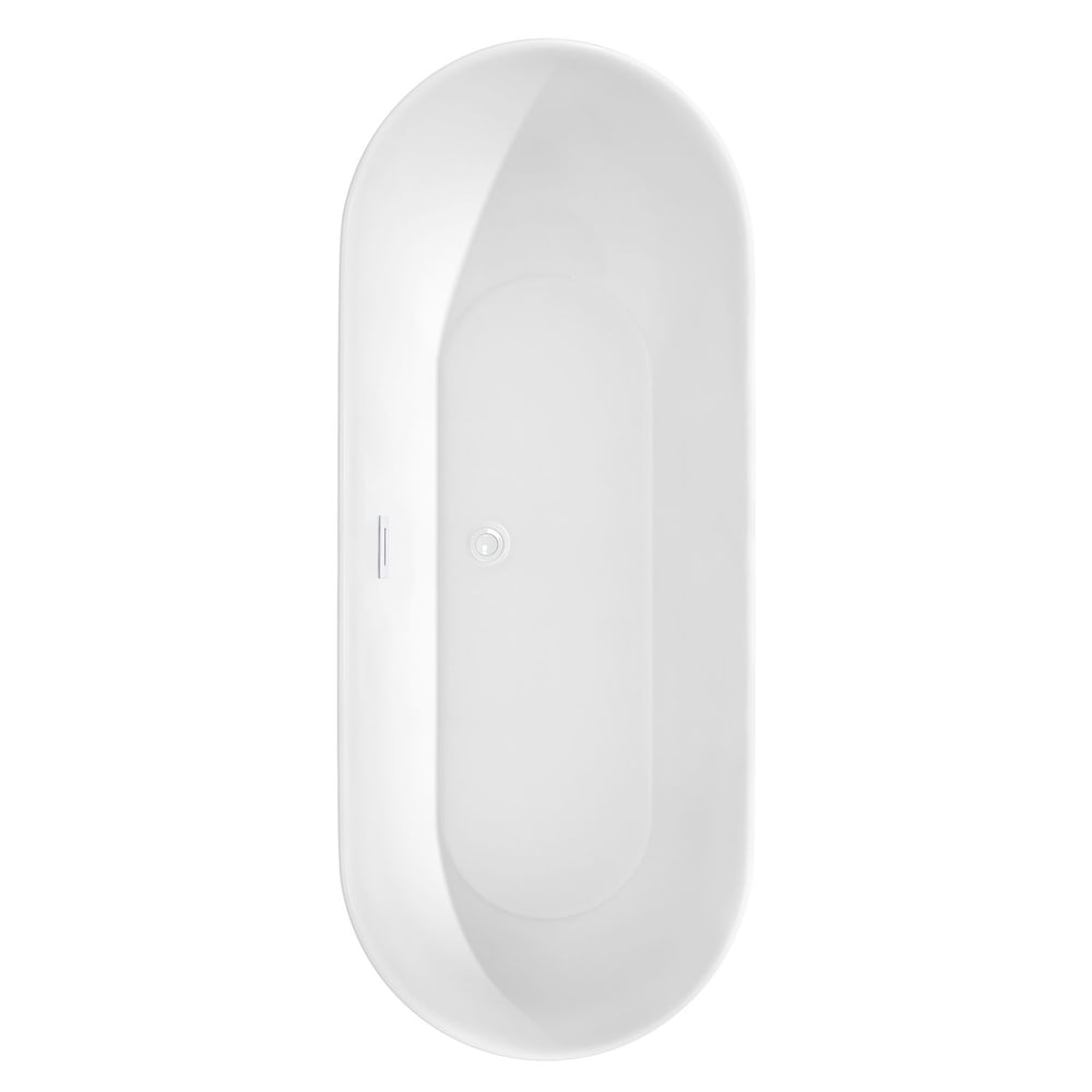 Melissa 71 inch Freestanding Bathtub in White with Shiny White Drain and Overflow Trim