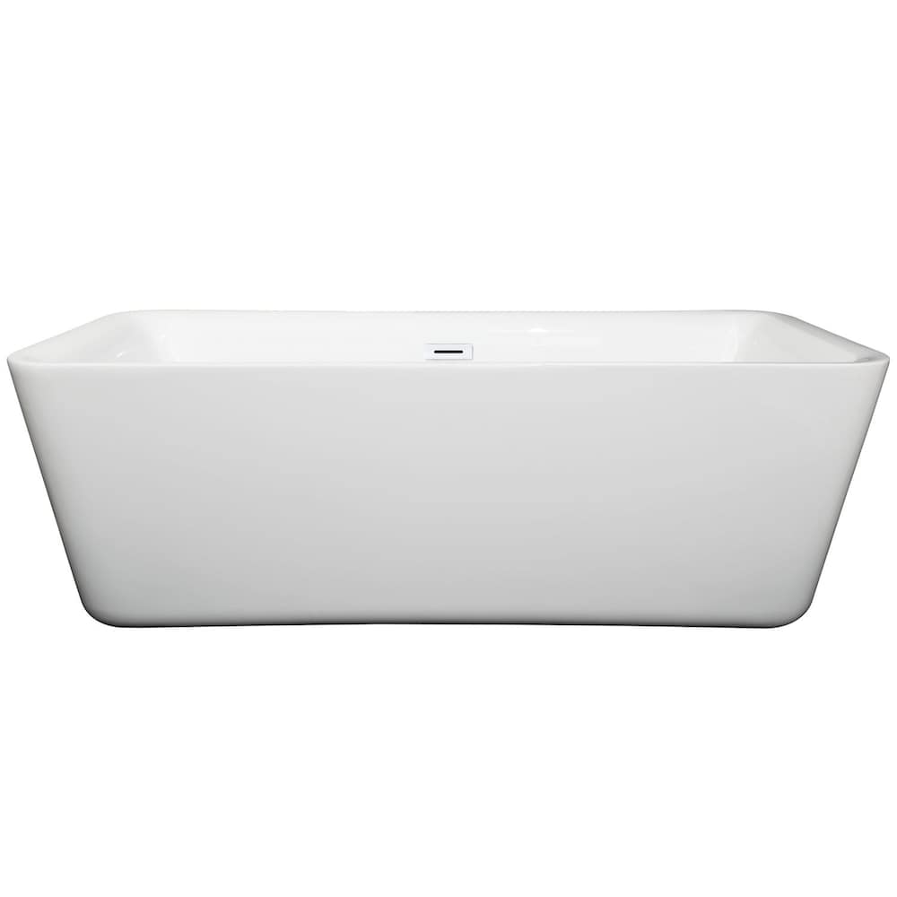 Baignoire autoportante Emily de 69 pouces en blanc avec drain blanc brillant et garniture de trop-plein
