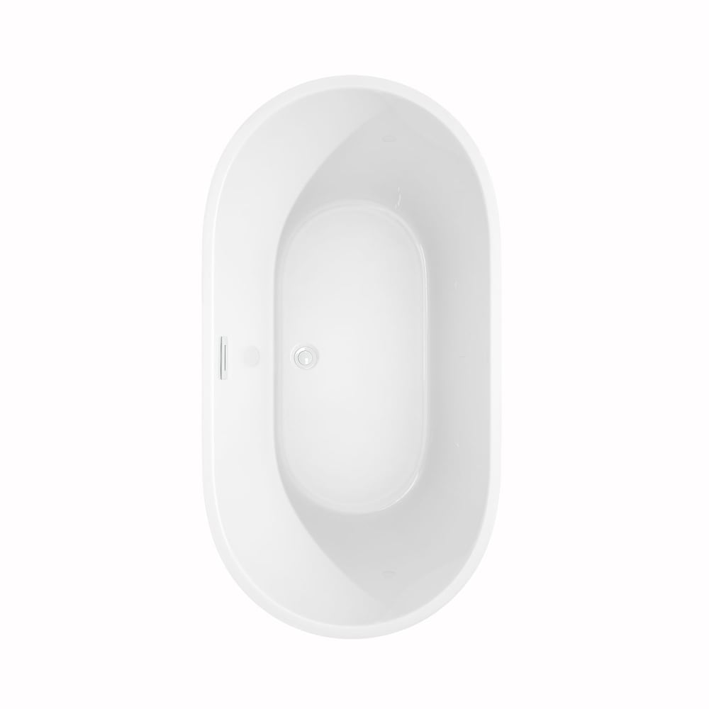Carissa 60 inch Freestanding Bathtub in White with Shiny White Drain and Overflow Trim