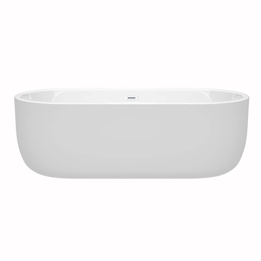 Baignoire autoportante Juliette de 71 pouces en blanc avec drain blanc brillant et garniture de trop-plein
