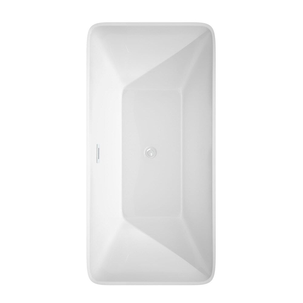 Tiffany 59 inch Freestanding Bathtub in White with Shiny White Drain and Overflow Trim