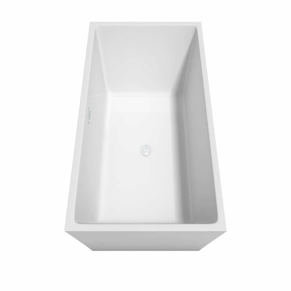 Baignoire autoportante Sara de 63 pouces en blanc avec drain blanc brillant et garniture de trop-plein