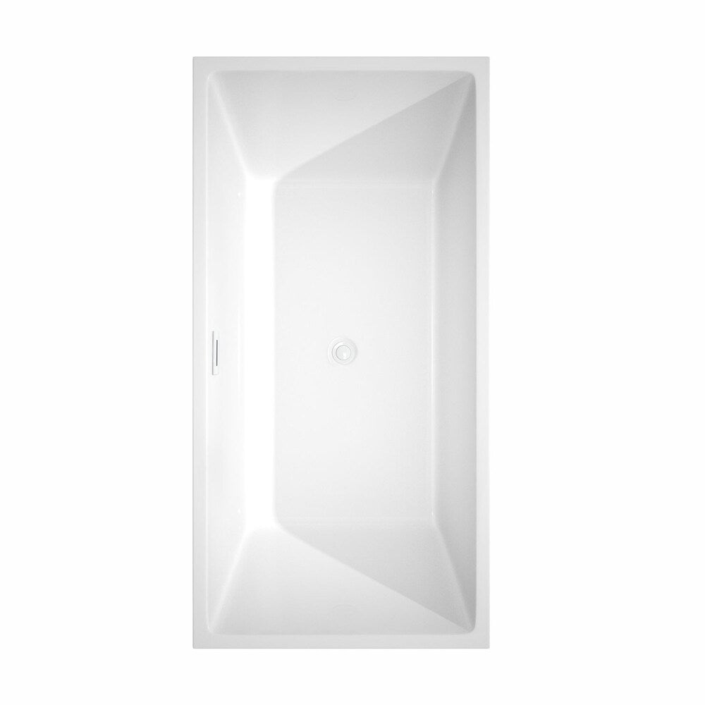 Sara 63 inch Freestanding Bathtub in White with Shiny White Drain and Overflow Trim
