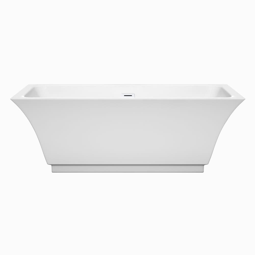 Galina 67 inch Freestanding Bathtub in White with Shiny White Drain and Overflow Trim