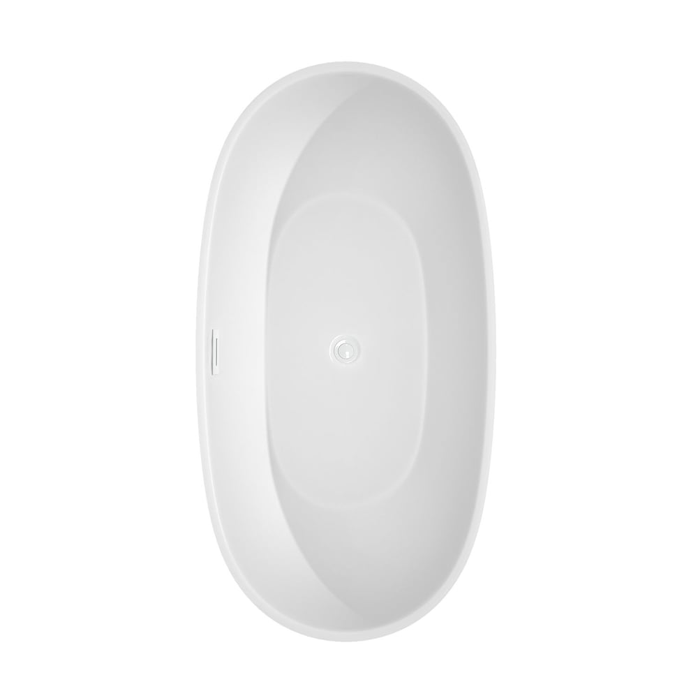 Baignoire autoportante Juno de 63 pouces en blanc avec drain blanc brillant et garniture de trop-plein
