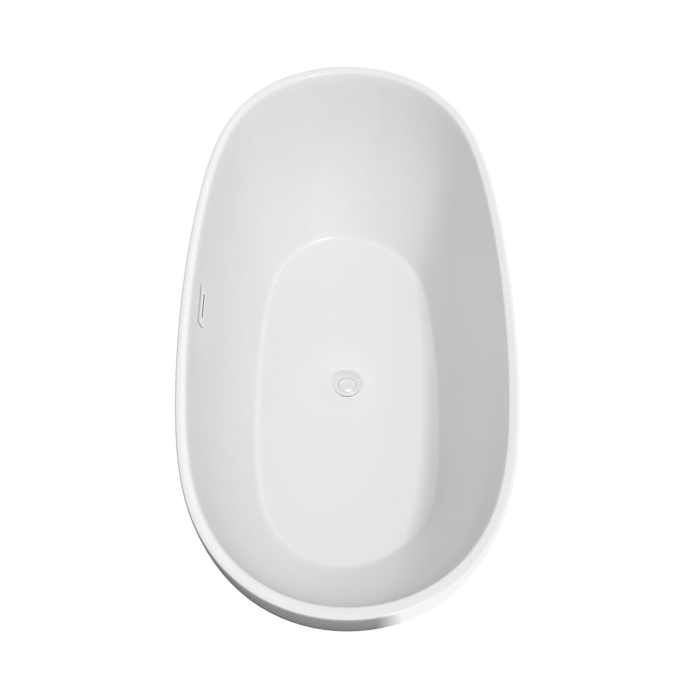 Juno 67 inch Freestanding Bathtub in White with Shiny White Drain and Overflow Trim