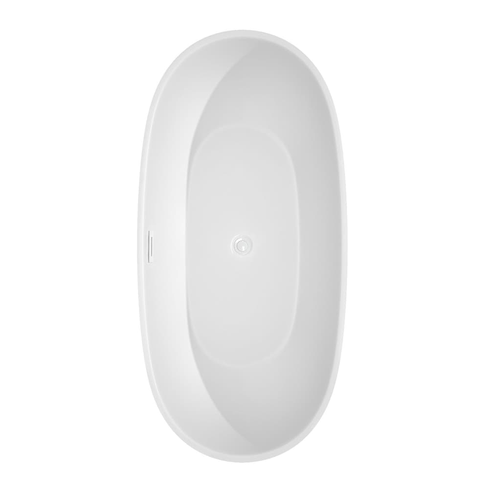 Juno 67 inch Freestanding Bathtub in White with Shiny White Drain and Overflow Trim