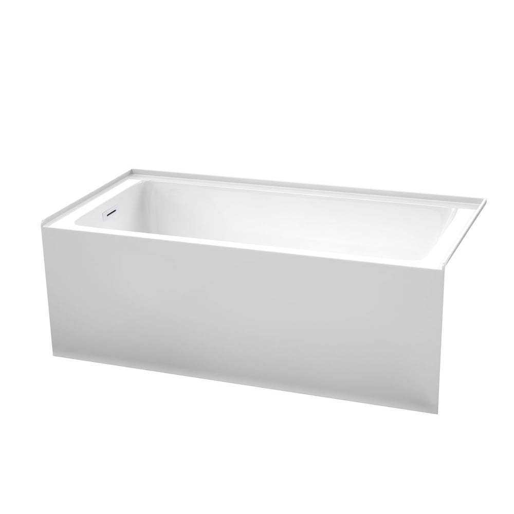Baignoire en alcôve Grayley 60 x 30 pouces en blanc avec drain à gauche et garniture de trop-plein en blanc brillant