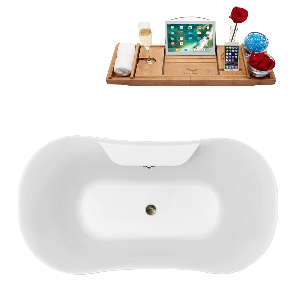 60 inch Streamline N180BNK Soaking Freestanding Tub and Tray With External Drain
