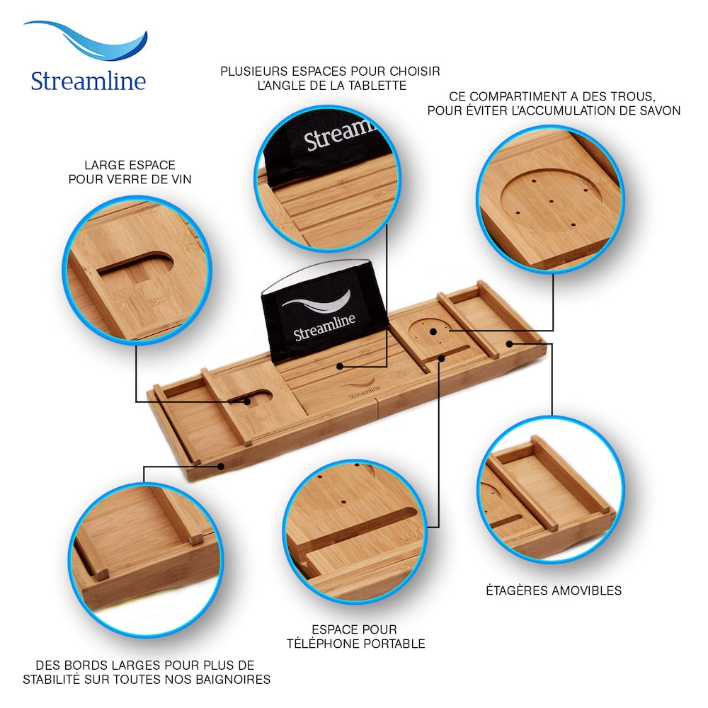 60 inch Streamline N100CH-BNK Soaking Clawfoot Tub and Tray With External Drain