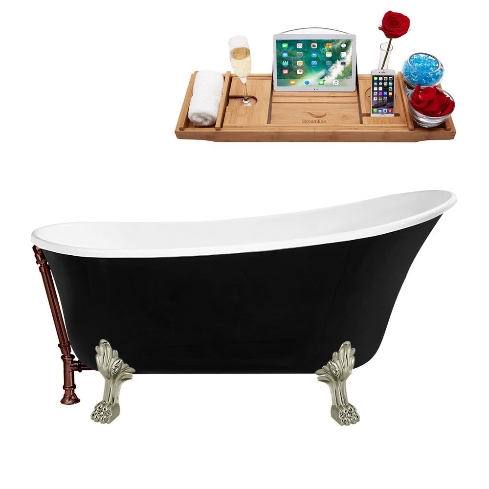 67 inch Streamline N345BNK-ORB Clawfoot Tub and Tray with External Drain