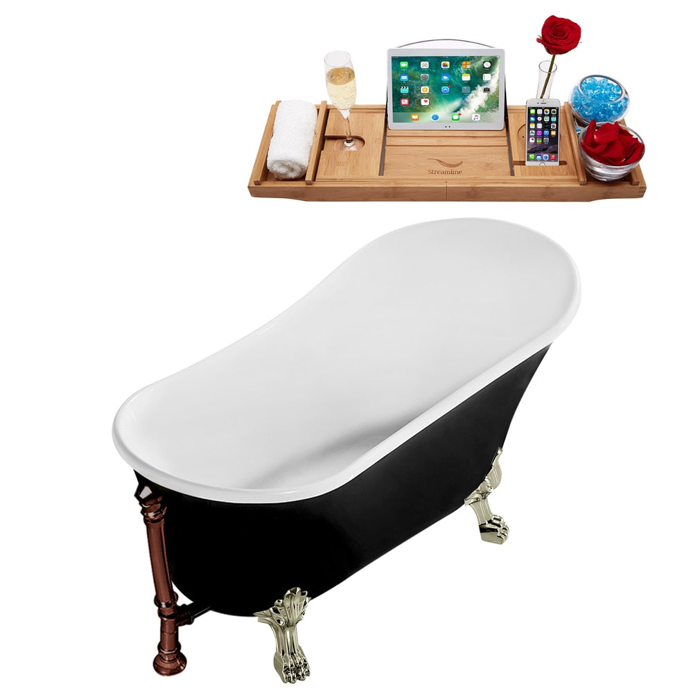 67 inch Streamline N345BNK-ORB Clawfoot Tub and Tray with External Drain