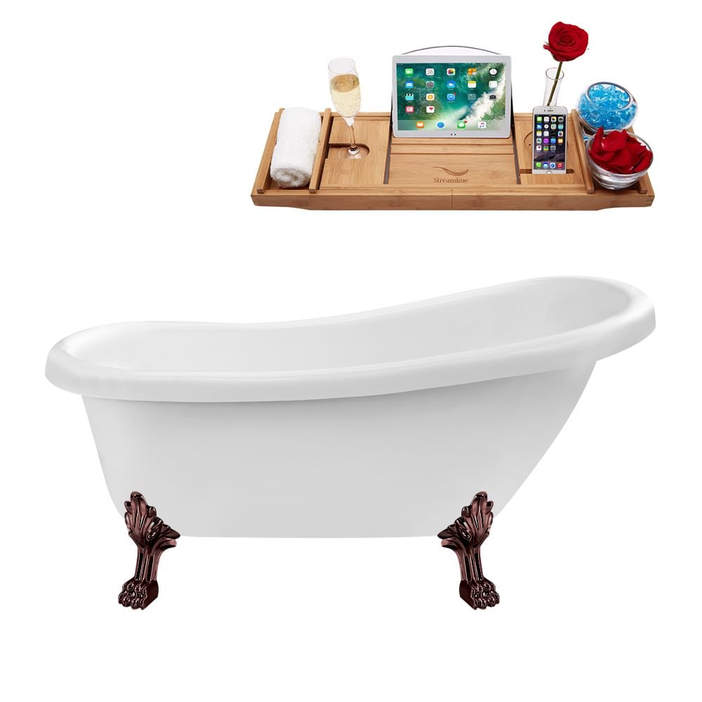 61 inch Streamline N480ORB-IN-BNK Soaking Clawfoot Tub and Tray with Internal Drain