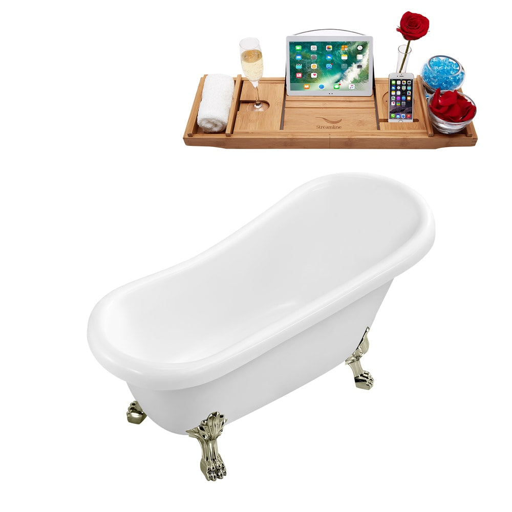 61 inch Streamline N480BNK-IN-WH Soaking Clawfoot Tub and Tray with Internal Drain