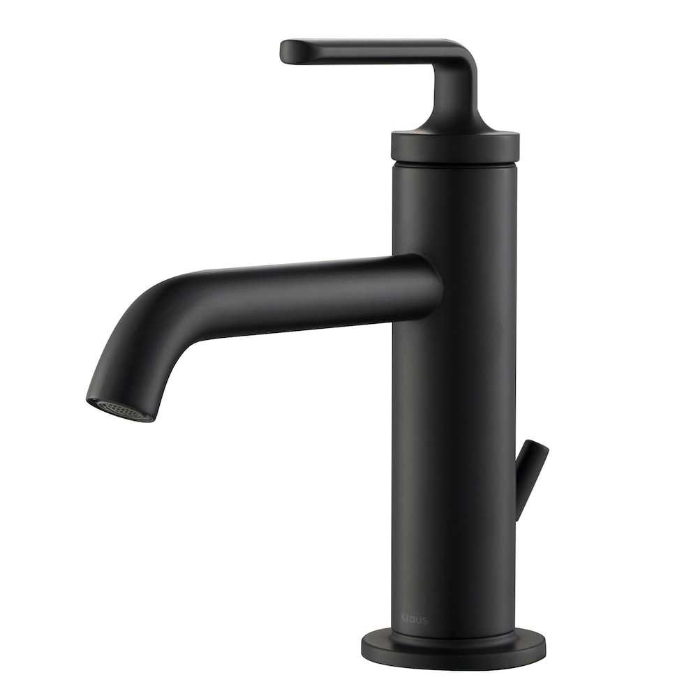 Robinet de lavabo de salle de bain à poignée unique Ramus avec drain à tige de levage en noir mat