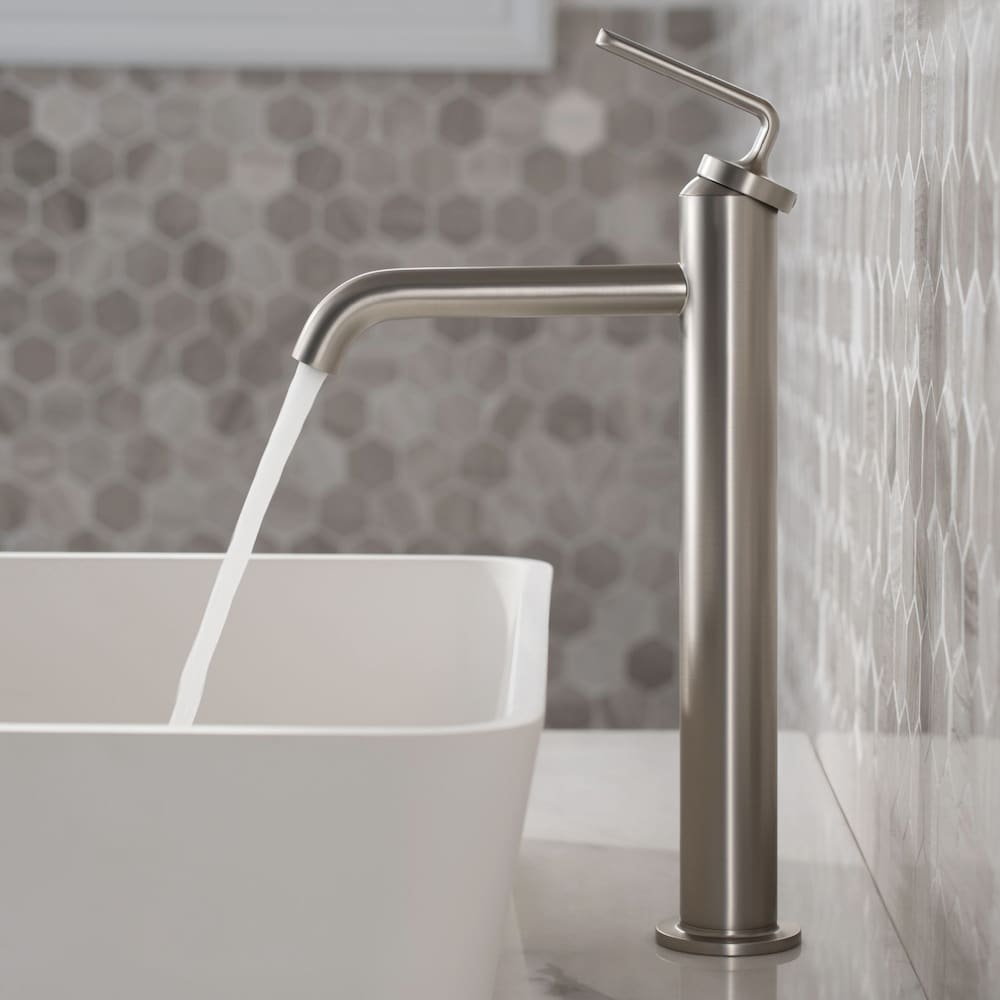 Robinet de lavabo de salle de bain à poignée unique Ramus avec bonde escamotable en acier inoxydable antitache