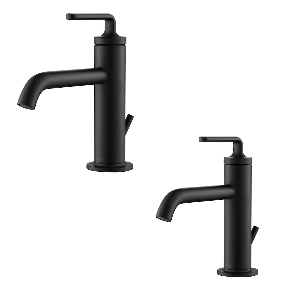Ramus Single Handle Bathroom Sink Faucet with Lift Rod Drain in Matte Black (2-Pack)
