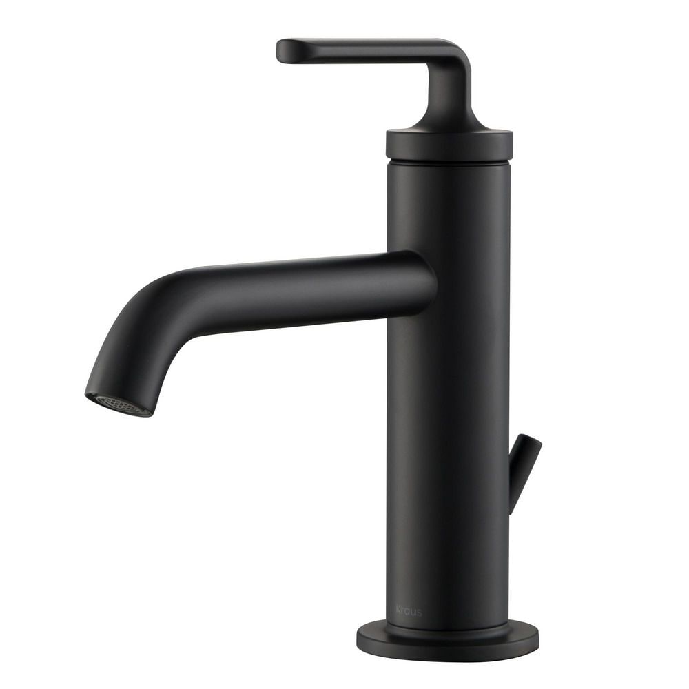 Ramus Single Handle Bathroom Sink Faucet with Lift Rod Drain in Matte Black (2-Pack)