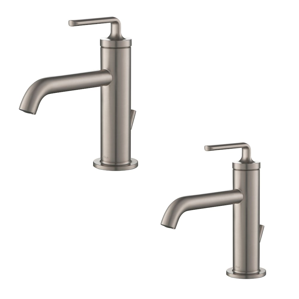 Robinet de lavabo de salle de bain à poignée unique Ramus avec drain à tige de levage en acier inoxydable antitache (paquet de 2)