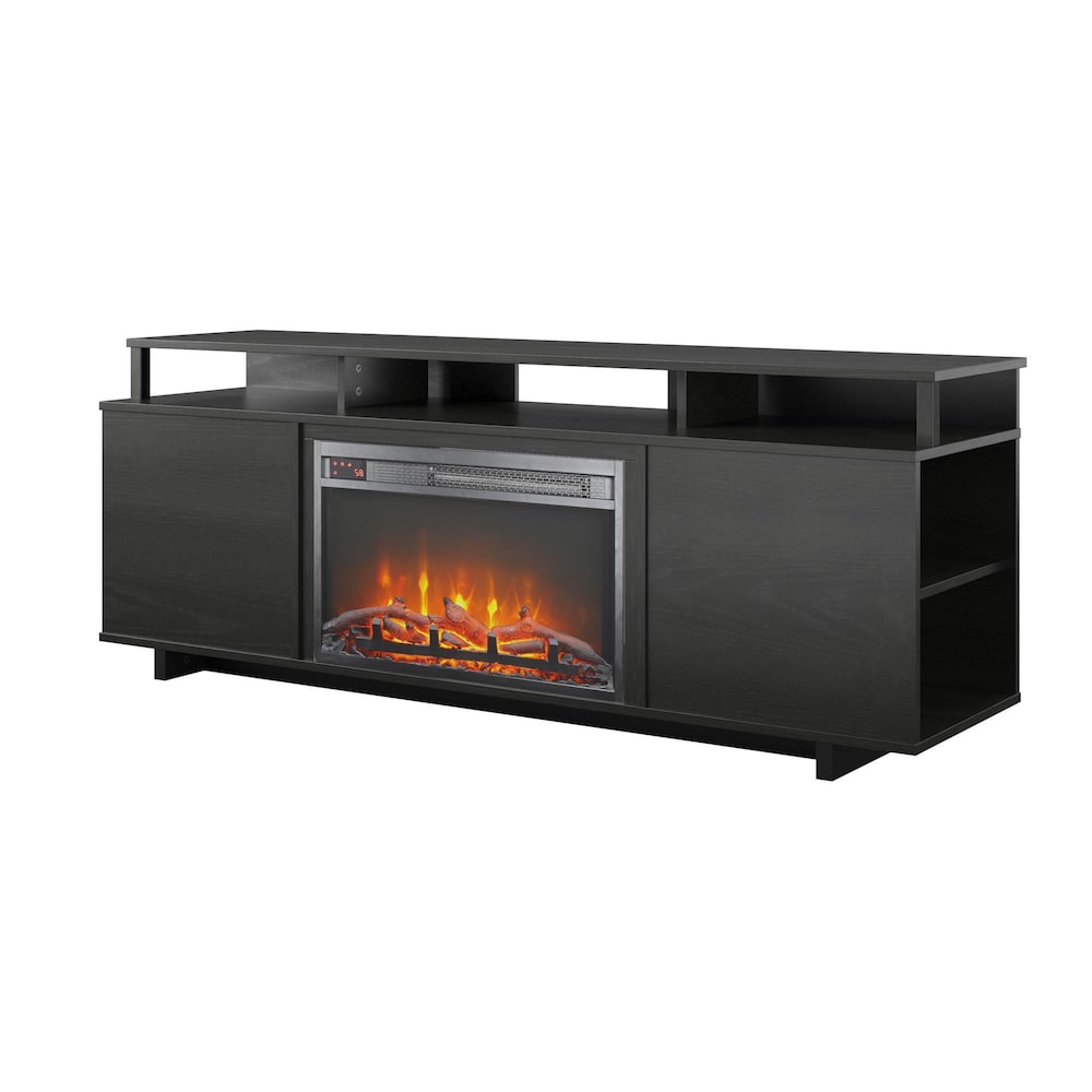Mason Fireplace TV Stand for TVs up to 65", Black Oak