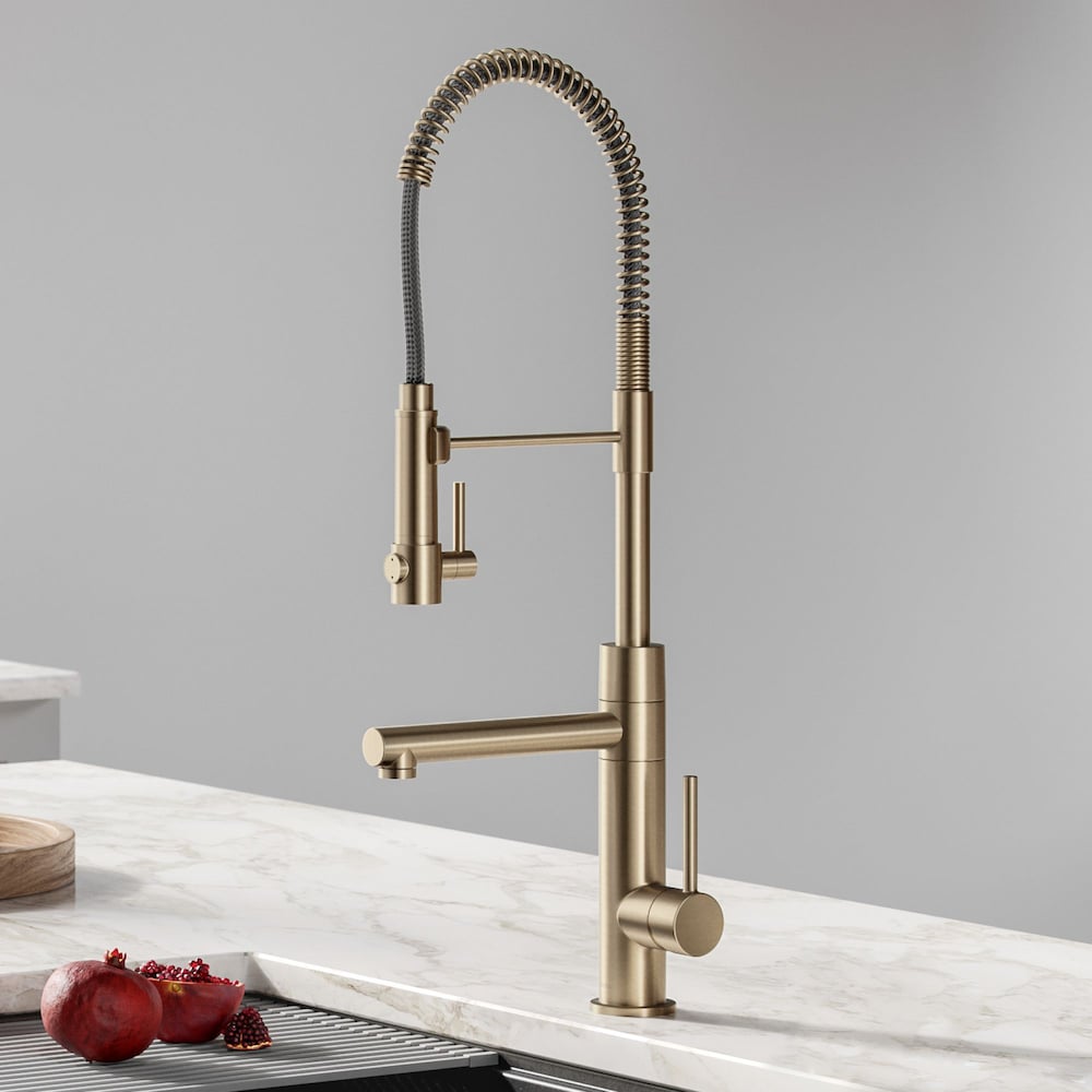 Robinet commercial à tirette et remplisseur de pot en bronze champagne antique sans taches